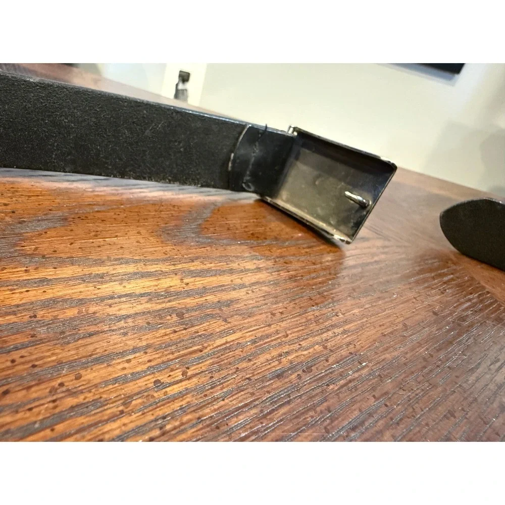y2k Oscar de la Renta Genuine Leather Belt with‎ Large ODLR Jeans Buckle 34/36